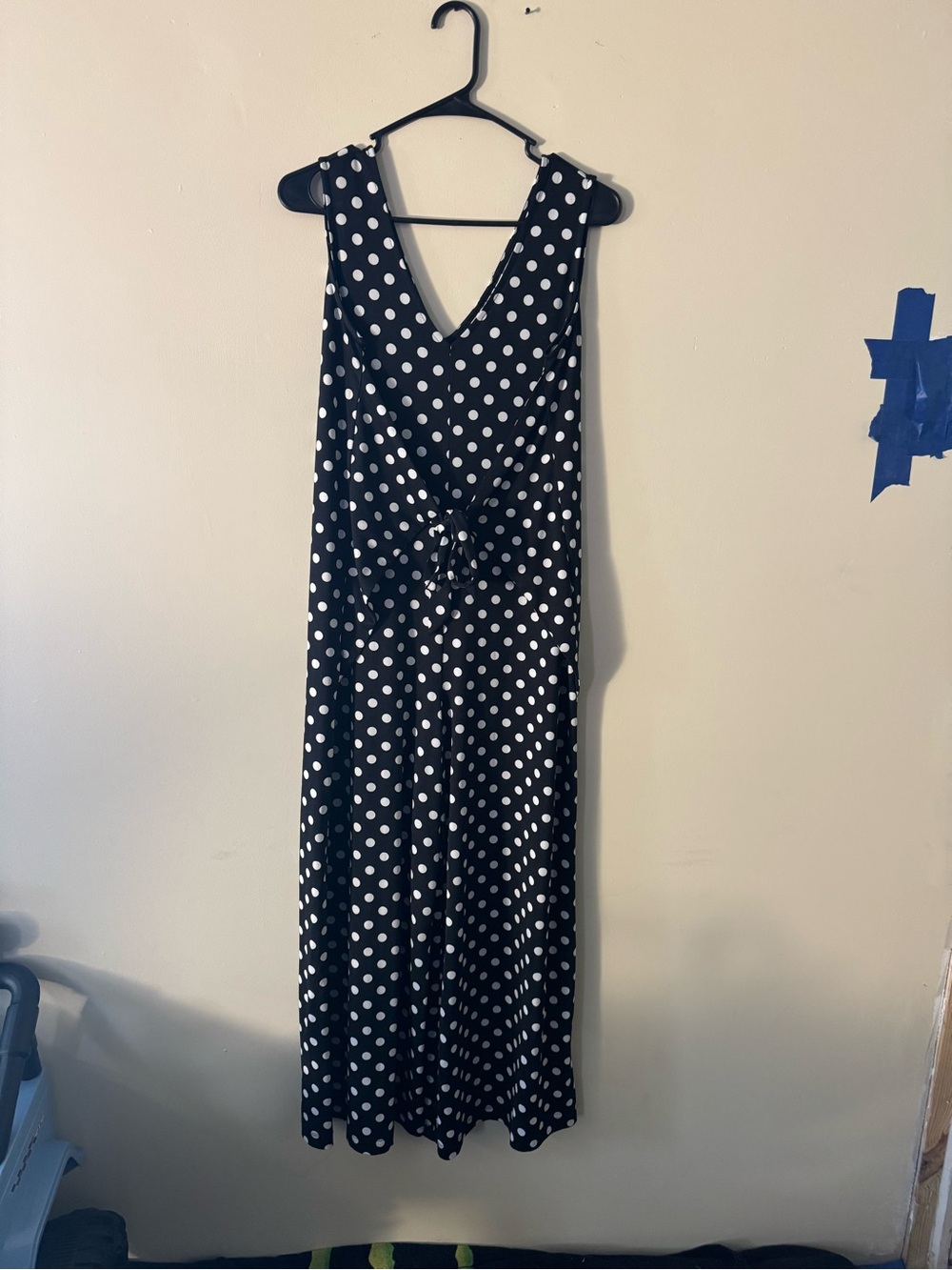 Emma & Michele Black White Polka Dot Sleeveless Jumpsuit Romper Size Medium